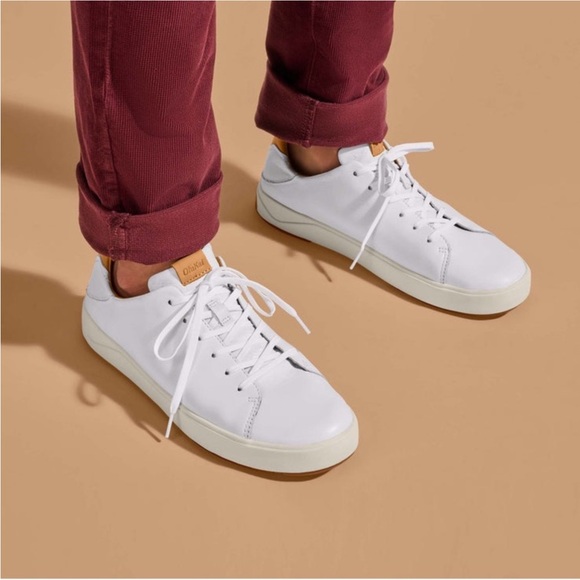 OluKai Lae’ahi Li’ Ili White Leather Sneaker Mens 10.5 - Picture 4 of 9